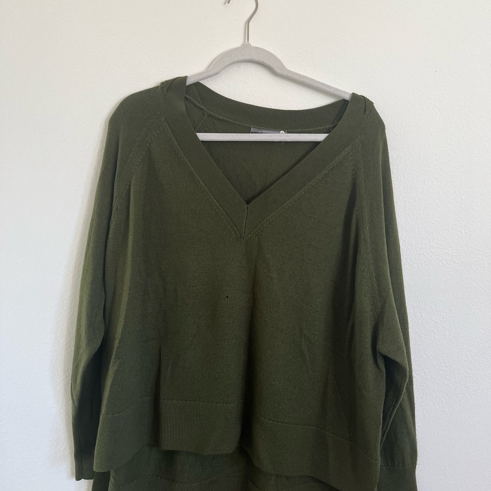 Anthropologie Forest Green V-Neck Sweater